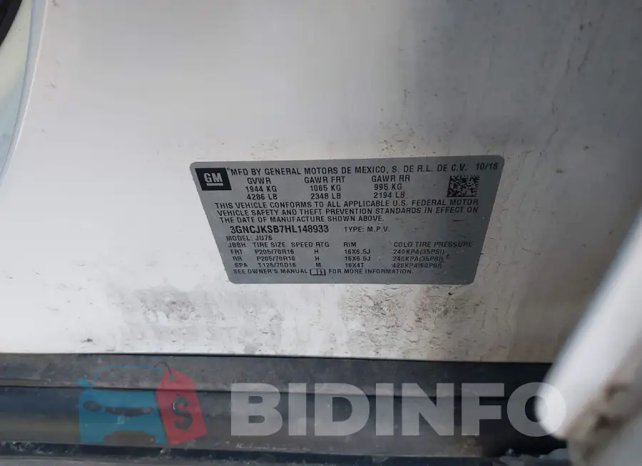 3GNCJKSB7HL148933 Photo# 9