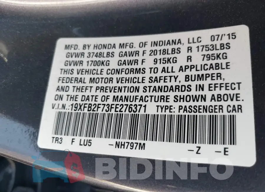 19XFB2F73FE276371 Photo# 9