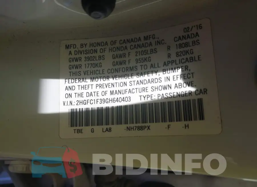 2HGFC1F39GH640403 Photo# 9