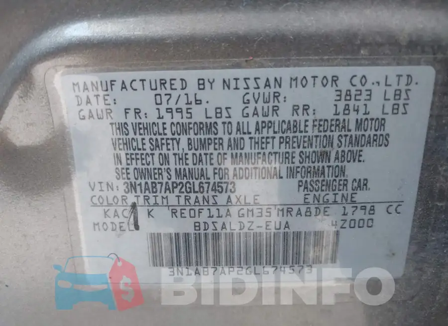 3N1AB7AP2GL674573 Photo# 9