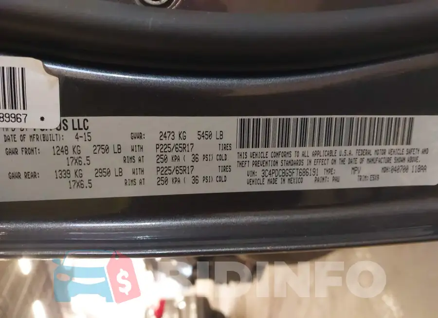 3C4PDCBG5FT686191 Photo# 9