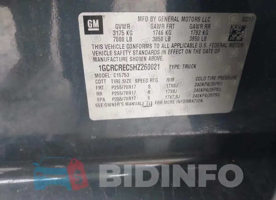 1GCRCREC5HZ260021 Photo# 9