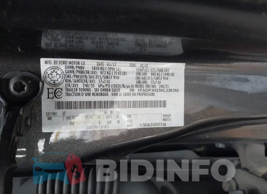 1FADP3H23HL226392 Photo# 9