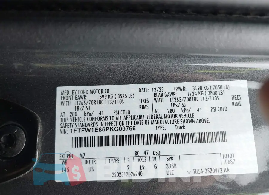 1FTFW1E86PKG09766 Photo# 9