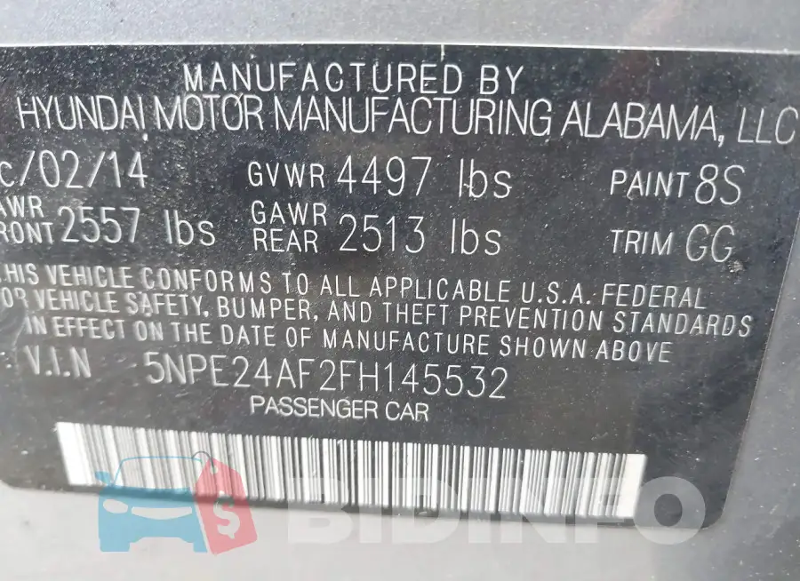 5NPE24AF2FH145532 Photo# 9