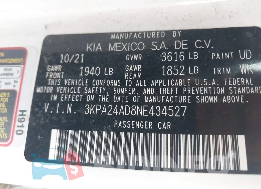 3KPA24AD8NE434527 Photo# 9