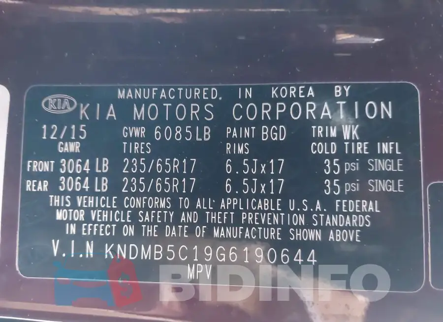 KNDMB5C19G6190644 Photo# 9