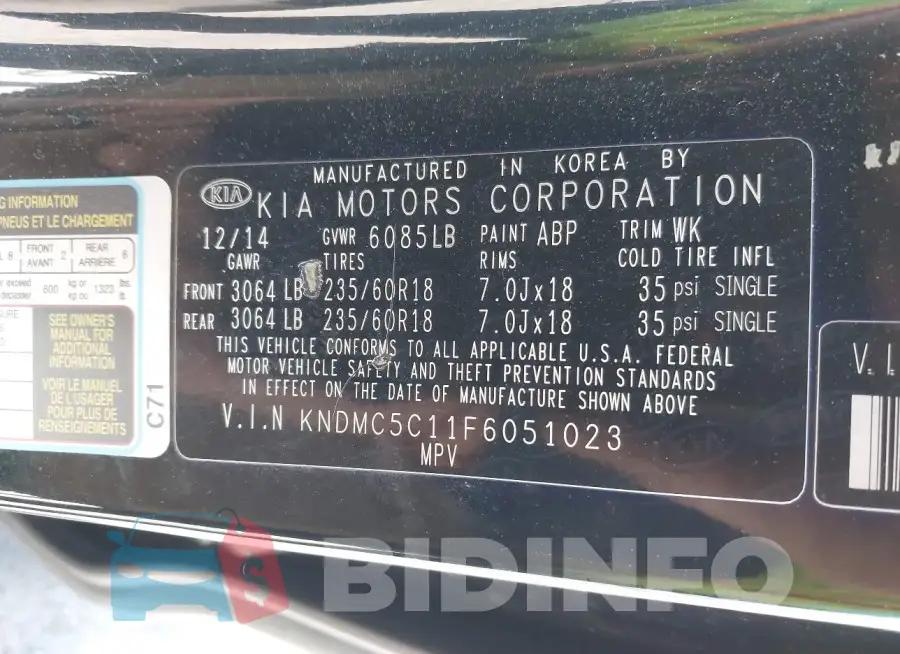 KNDMC5C11F6051023 Photo# 9