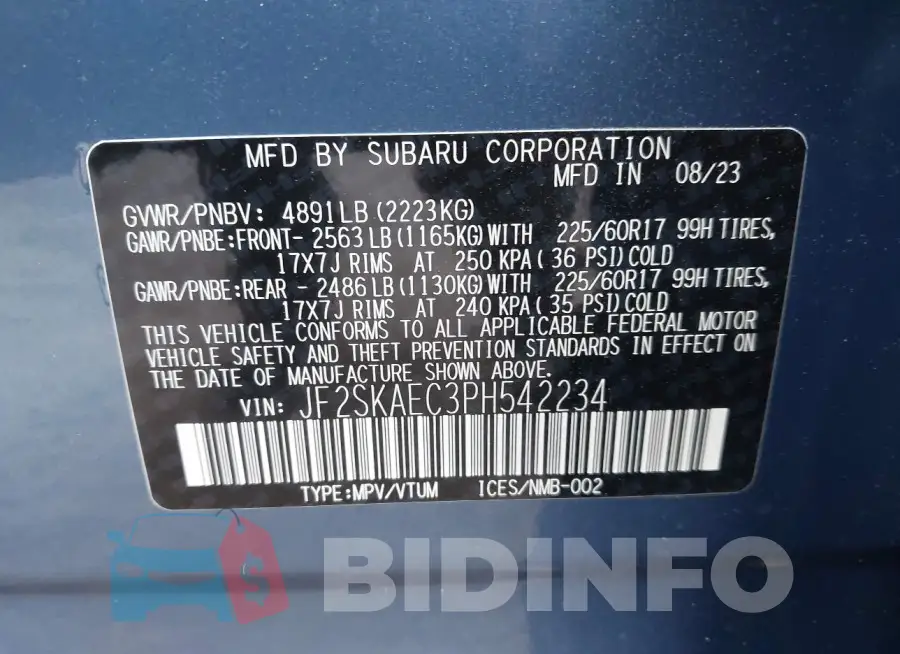 JF2SKAEC3PH542234 Photo# 9