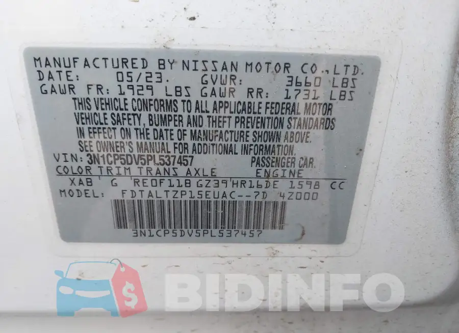 3N1CP5DV5PL537457 Photo# 9