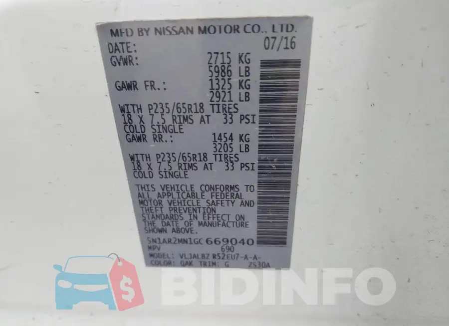 5N1AR2MN1GC669040 Photo# 9