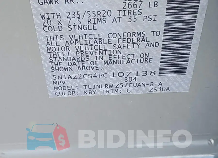 5N1AZ2CS4PC107138 Photo# 9