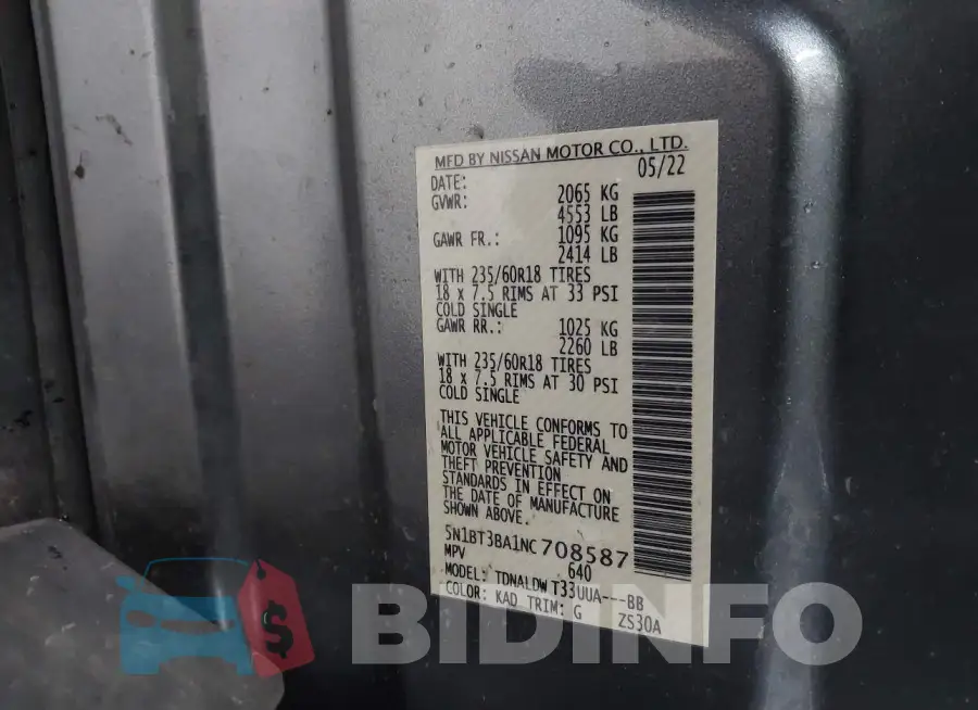 5N1BT3BA1NC708587 Photo# 9