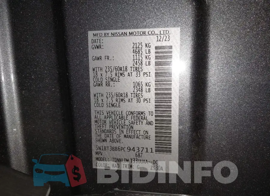 5N1BT3BB6PC943711 Photo# 9