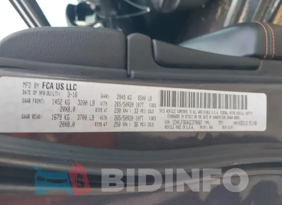 1C4RJFBG4GC378087 Photo# 9