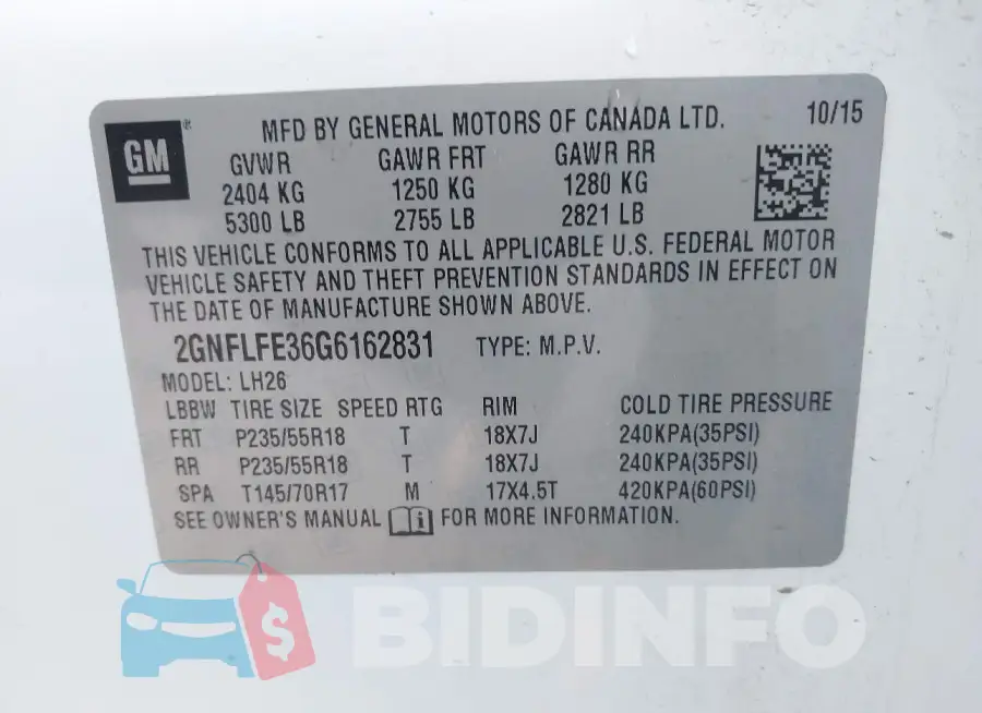2GNFLFE36G6162831 Photo# 9