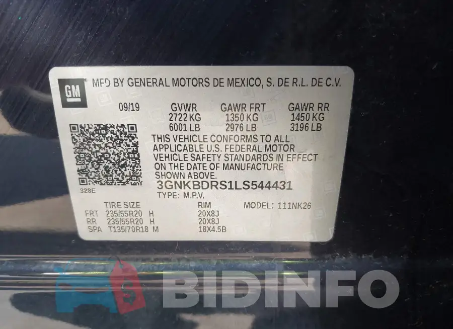 3GNKBDRS1LS544431 Photo# 9
