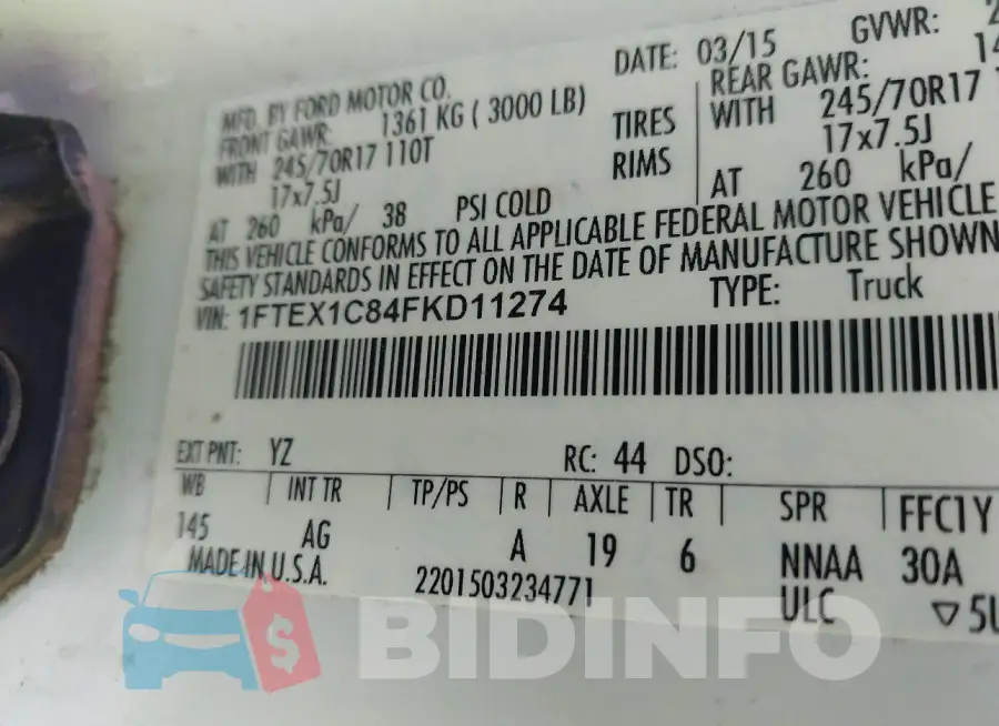 1FTEX1C84FKD11274 Photo# 9