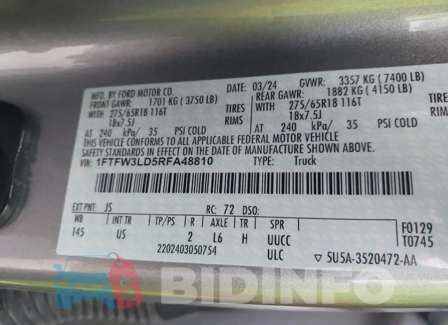 1FTFW3LD5RFA48810 Photo# 9