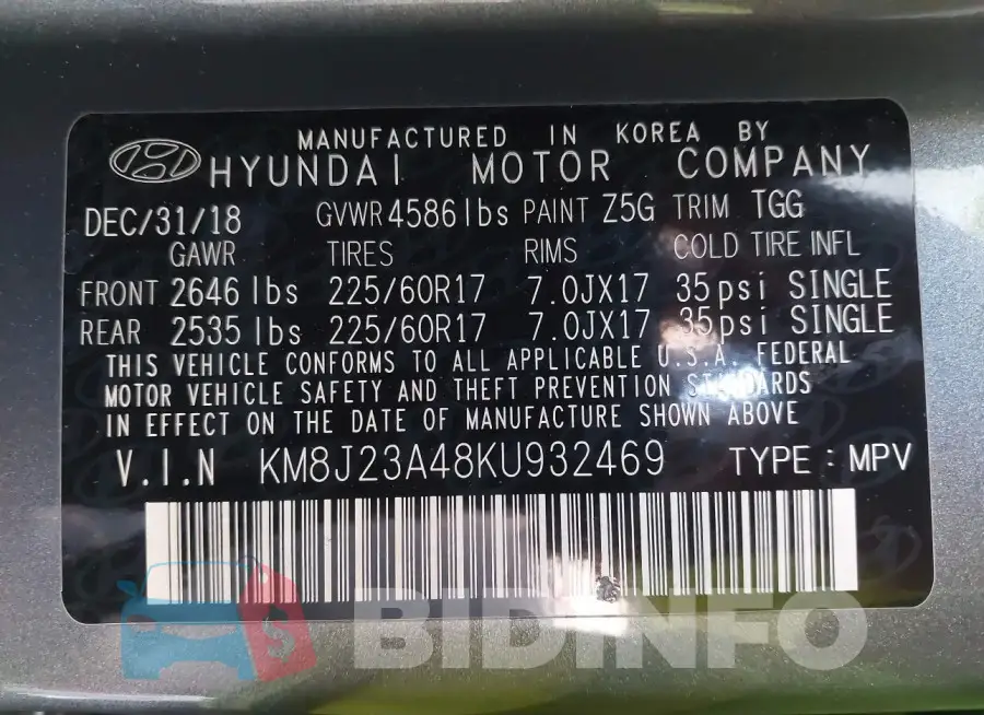 KM8J23A48KU932469 Photo# 9