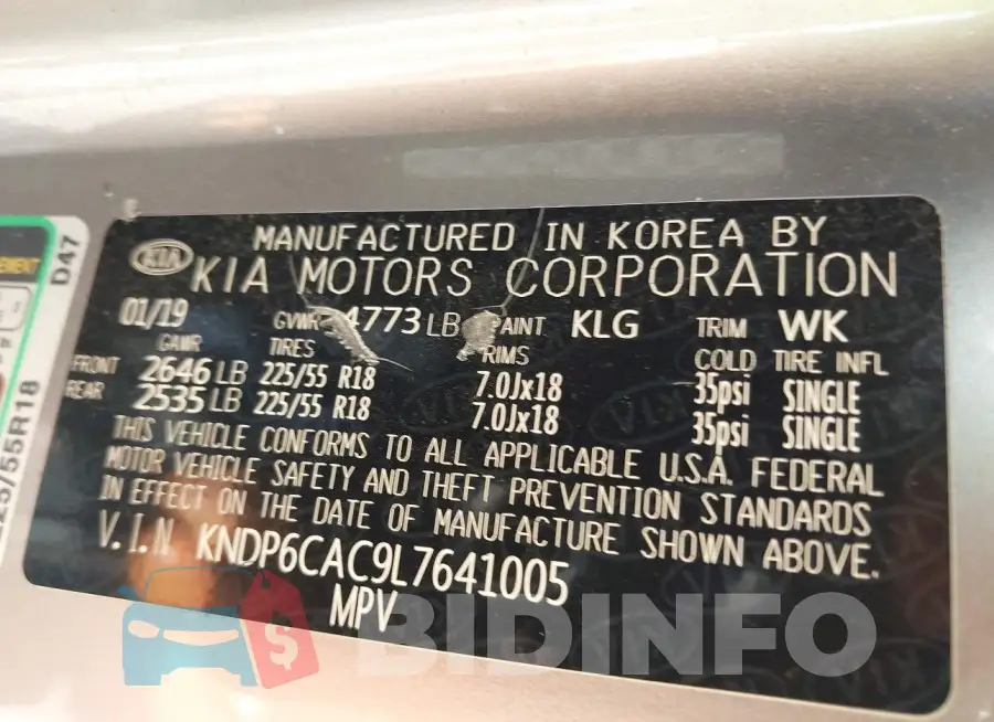 KNDP6CAC9L7641005 Photo# 9
