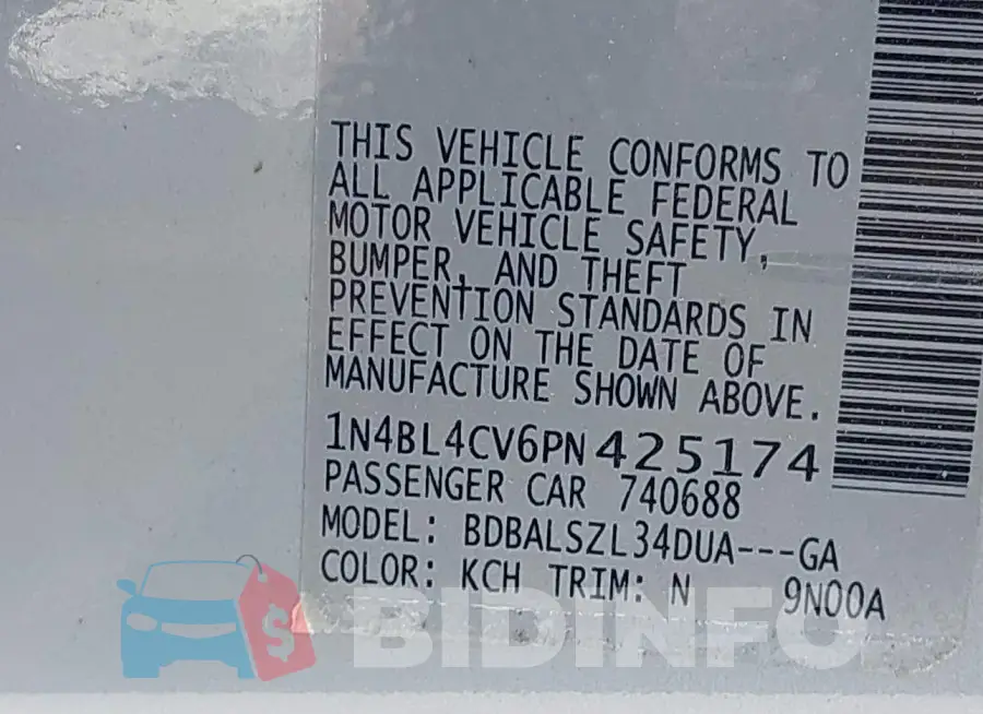 1N4BL4CV6PN425174 Photo# 9