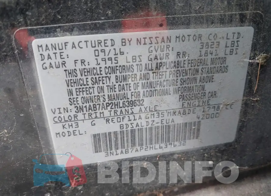 3N1AB7AP2HL639632 Photo# 9