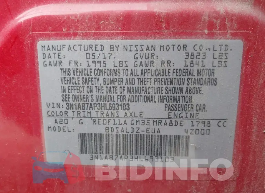 3N1AB7AP3HL693103 Photo# 9