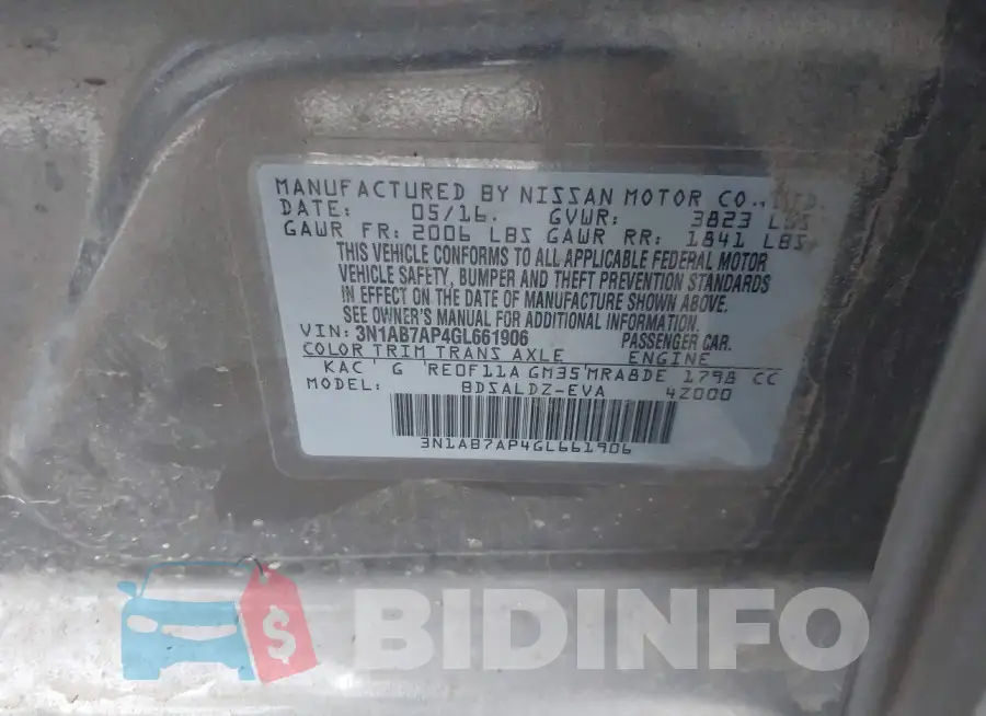 3N1AB7AP4GL661906 Photo# 9