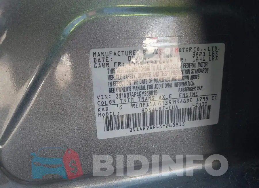 3N1AB7AP4GY268815 Photo# 9