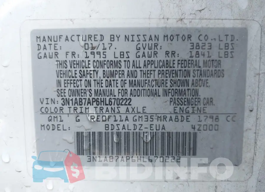 3N1AB7AP6HL670222 Photo# 9