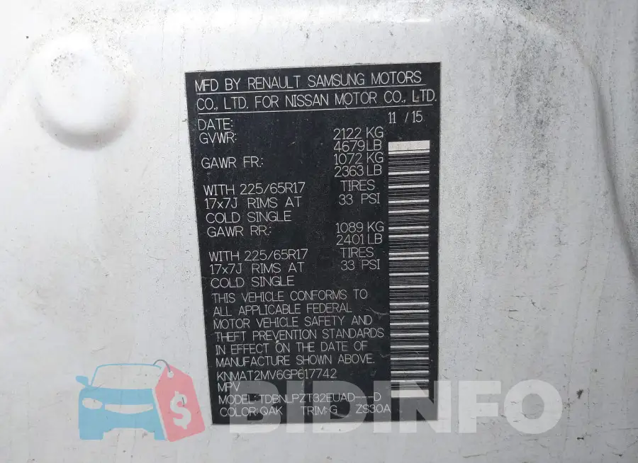 KNMAT2MV6GP617742 Photo# 9