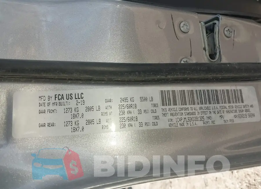 1C4PJMLB2KD391325 Photo# 9