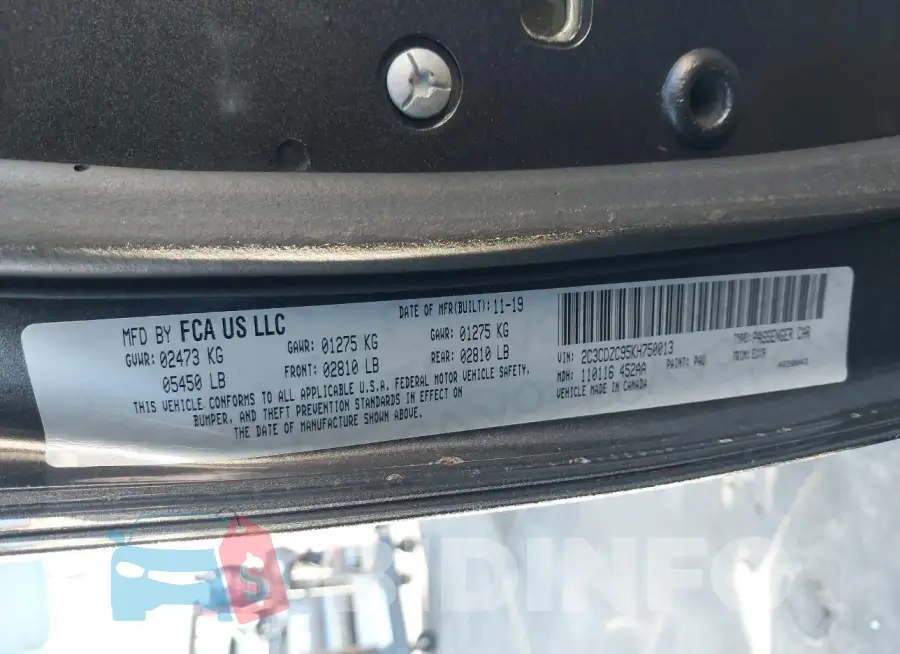 2C3CDZC95KH750013 Photo# 9