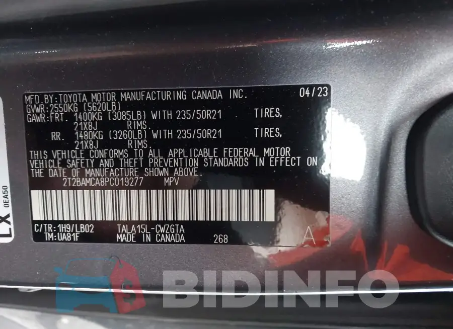 2T2BAMCA8PC019277 Photo# 9