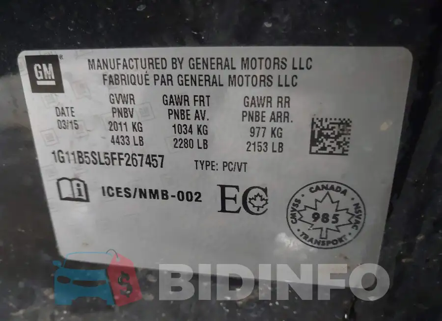1G11B5SL5FF267457 Photo# 9