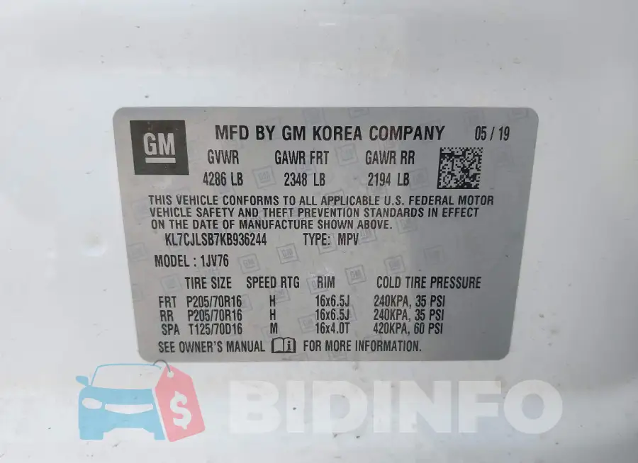 KL7CJLSB7KB936244 Photo# 9