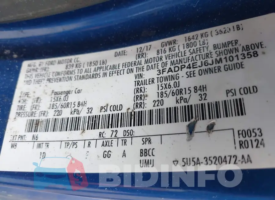 3FADP4EJ6JM101358 Photo# 9