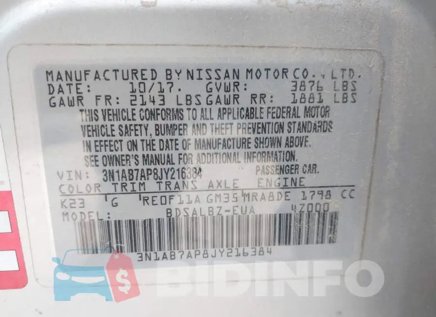 3N1AB7AP8JY216384 Photo# 9