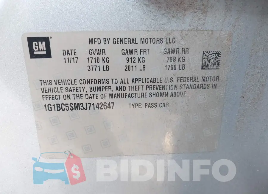 1G1BC5SM3J7142647 Photo# 9
