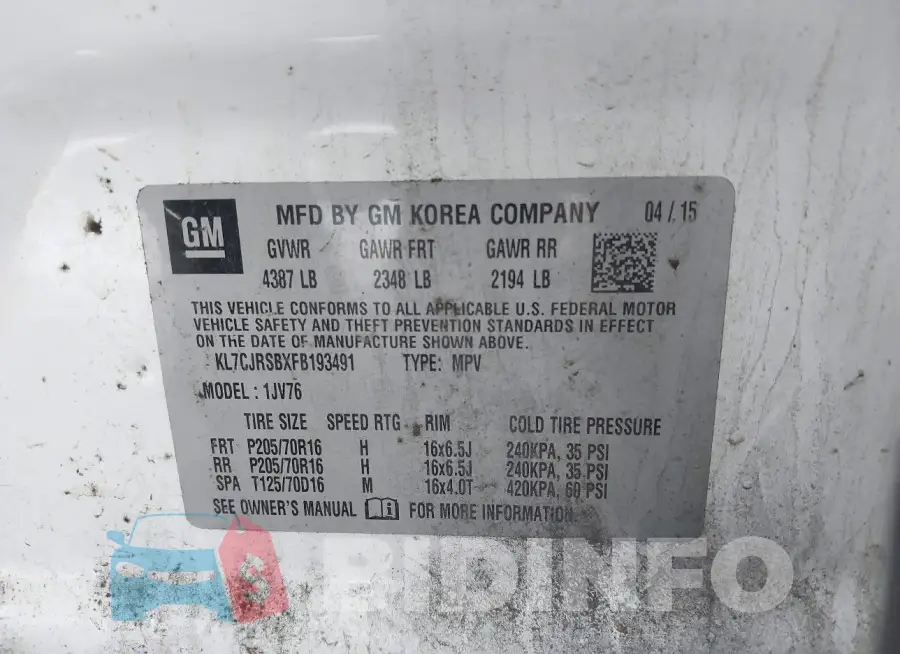 KL7CJRSBXFB193491 Photo# 9