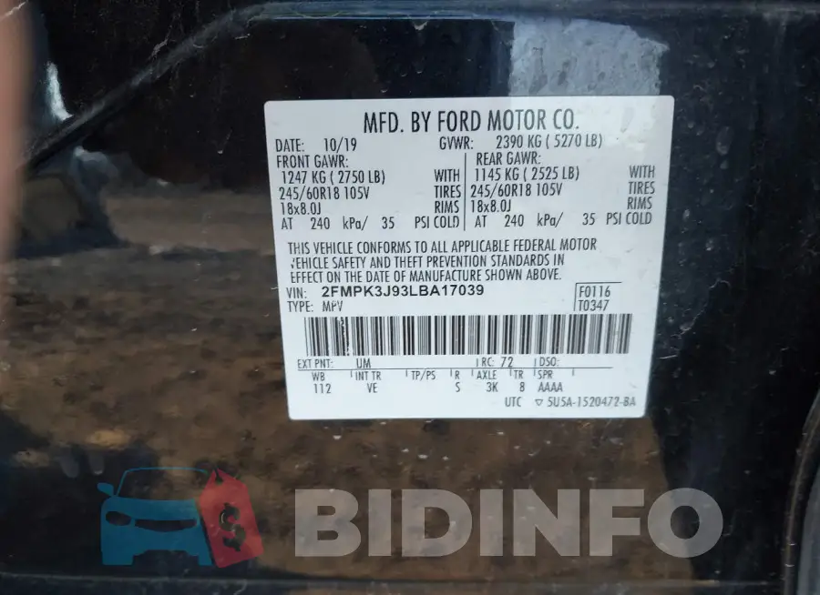 2FMPK3J93LBA17039 Photo# 9