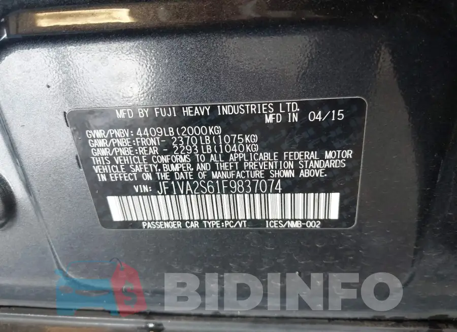 JF1VA2S61F9837074 Photo# 9