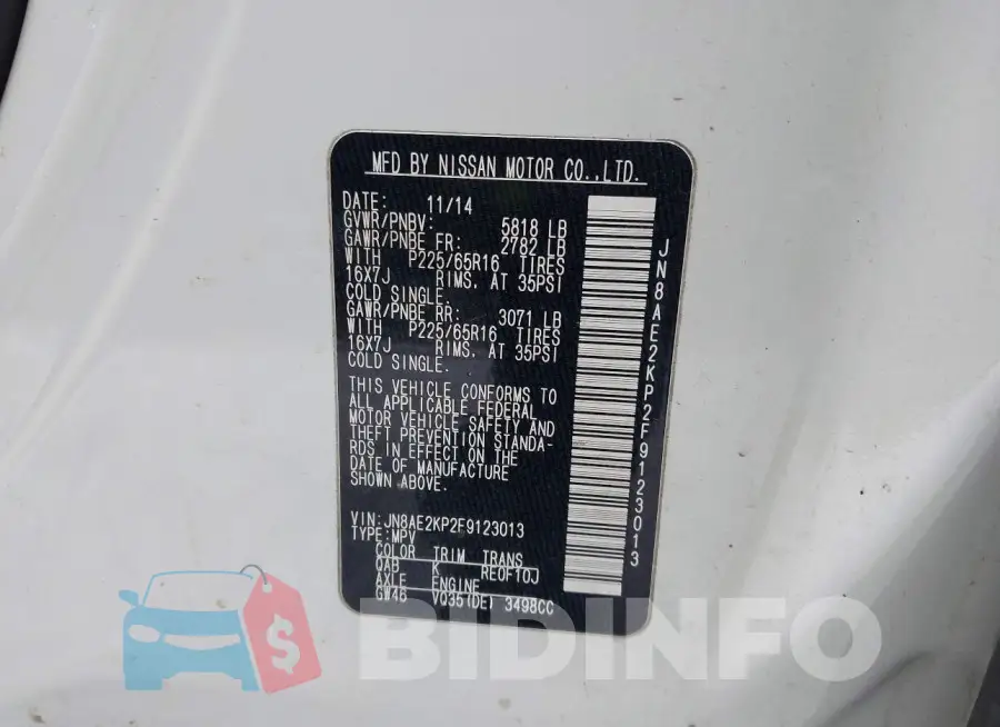 JN8AE2KP2F9123013 Photo# 9