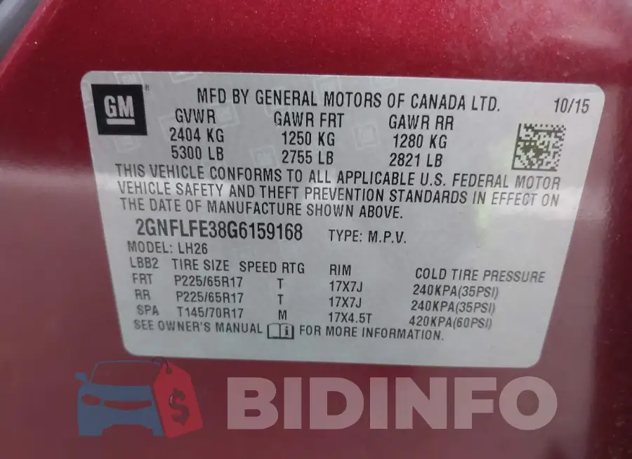 2GNFLFE38G6159168 Photo# 9