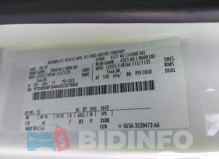 1FDXE4FS4KDC07692 Photo# 8