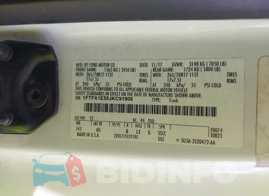 1FTFX1E55JKC91908 Photo# 9
