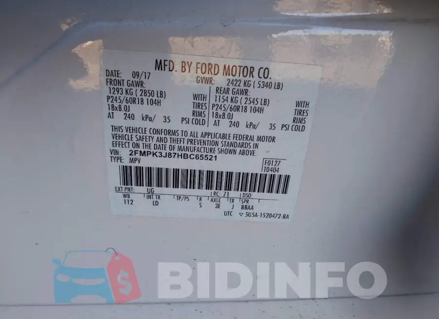 2FMPK3J87HBC65521 Photo# 9