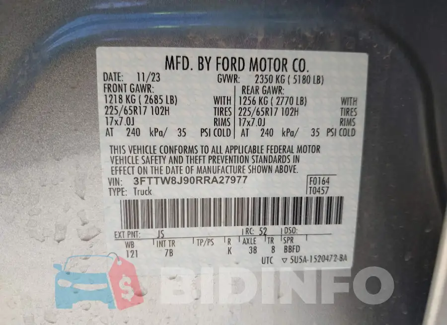 3FTTW8J90RRA27977 Photo# 9