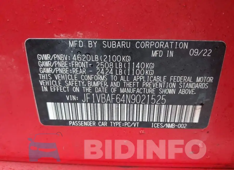 JF1VBAF64N9021525 Photo# 9